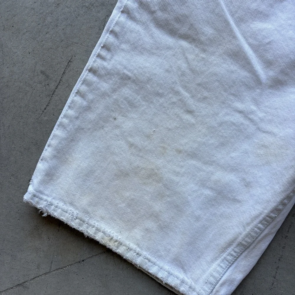 Vintage Levis 550 Orange Tab White Denim Cutoff Shorts Jorts Size W36 Distressed